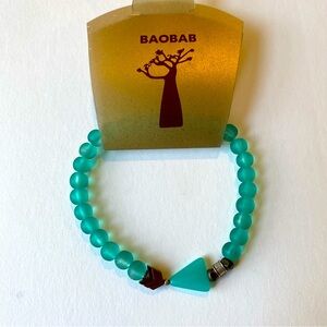 Teal Beaded Bracelet with Triangle Charm